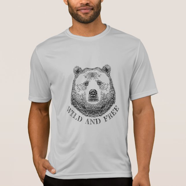 Camiseta Urso, Selvagem E Gratuita, Ilustração Desenhada À  (Frente)