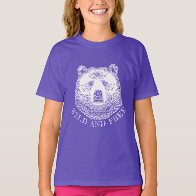 Camiseta Urso, Selvagem E Gratuita, Ilustração Desenhada À  (Frente)