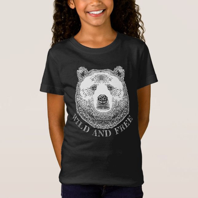 Camiseta Urso, Selvagem E Gratuita, Ilustração Desenhada À  (Frente)
