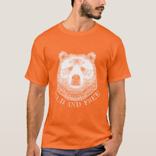 Camiseta Urso, Selvagem E Gratuita, Ilustração Desenhada À