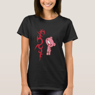 Camiseta Urso Sombrio O Grizzly Travesso Com Pa Tribal Verm