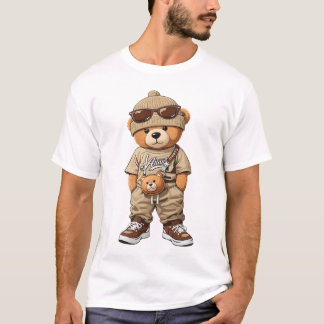 Camiseta Urso Teddy Hipster Legal com Roupas de Rua Bege