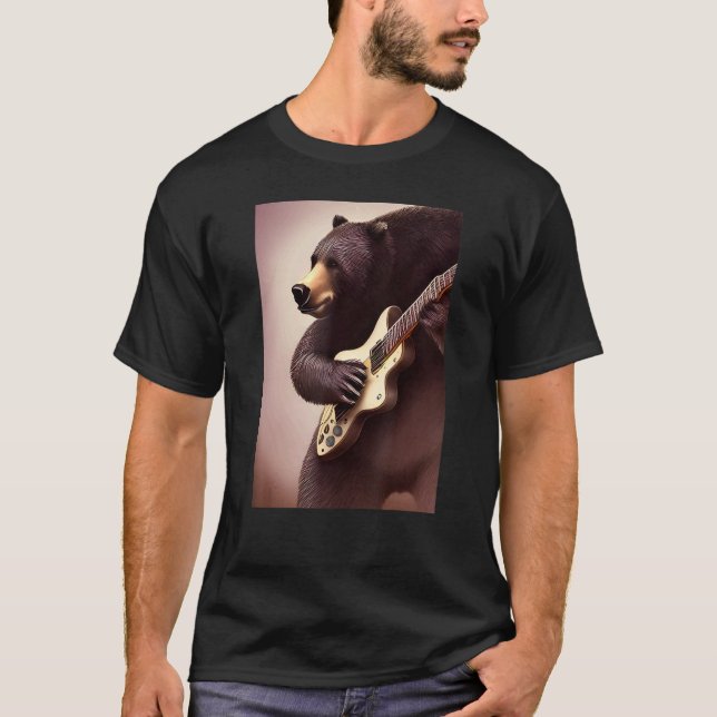 Camiseta Urso tocando guitarra balançando e raspando (Frente)