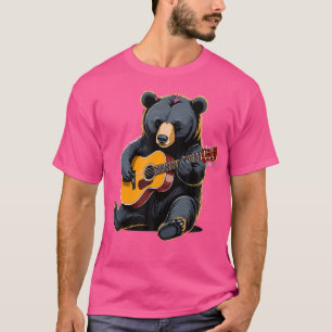 Camiseta Urso Tocando Violão Acústico Guitarrista