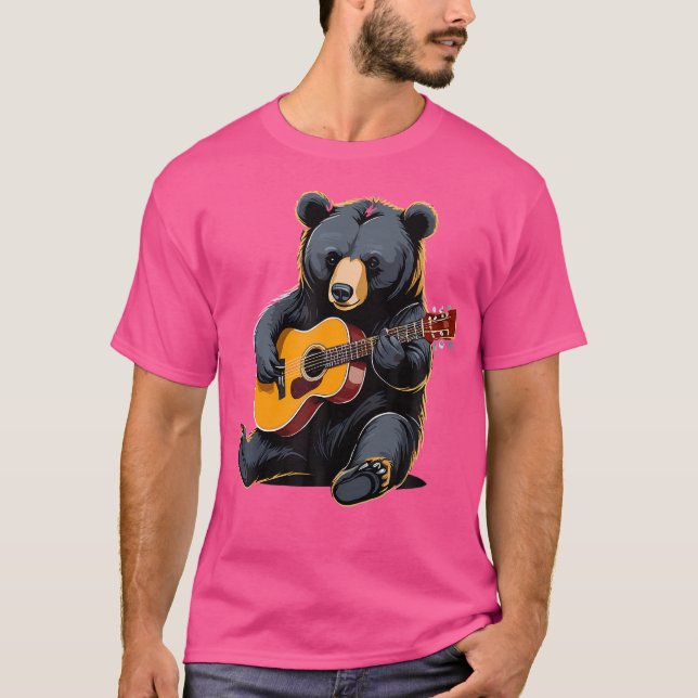 Camiseta Urso Tocando Violão Acústico Guitarrista (Frente)