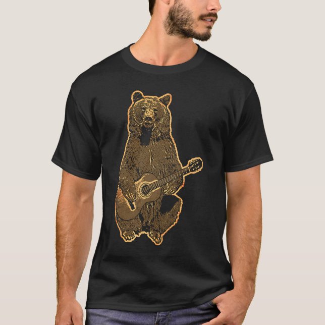 Camiseta Urso Tocando Violão - Guitarrista 5 (Frente)