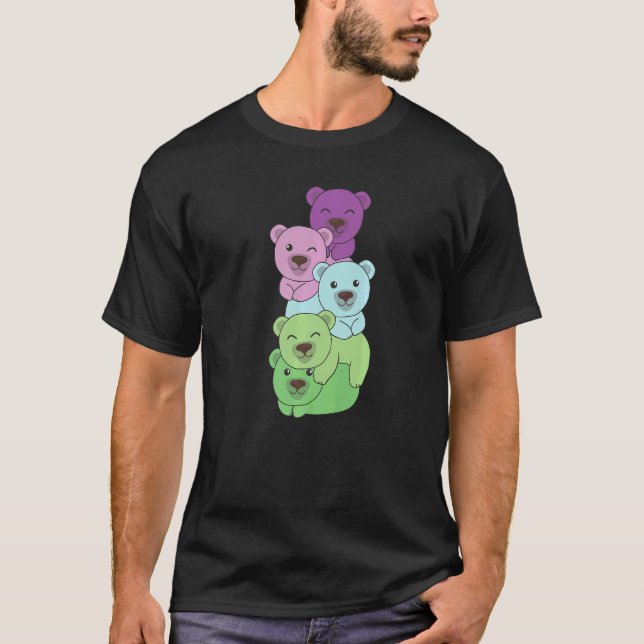 Camiseta Urso Torácico Orgulho de Pilha Lgbtq Urso Torto (Frente)