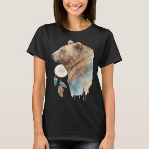 Camiseta Urso Tribal Aquarela Urso Caça-Sonhos