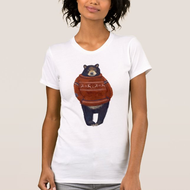 Camiseta Urso vermelho da camisola da rena (Frente)