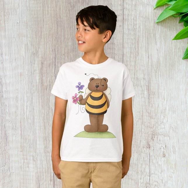 Camiseta Urso Vestido como Bumblebee com Flores (Criador carregado)