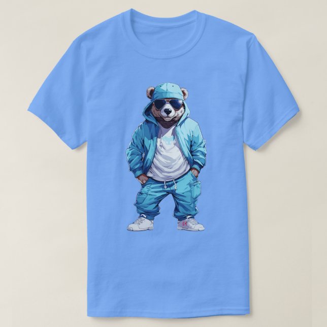 Camiseta Urso vestindo um boné de beisebol (Frente do Design)