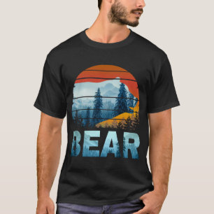 CAMISETA URSO VINTAGE NATUREZA SELVAGEM FLORESTA PÔR DO SOL