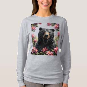 Camiseta Urso Virginiano Ocidental e Rhododendrons Rosa Ros