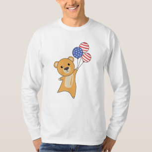 Camiseta Urso Voa Balões USA Animais Doce Amarelo