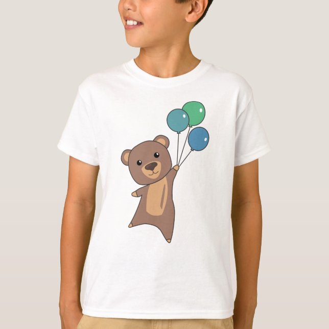 Camiseta Urso Voa Com Balões De Animais Curiosos (Frente)