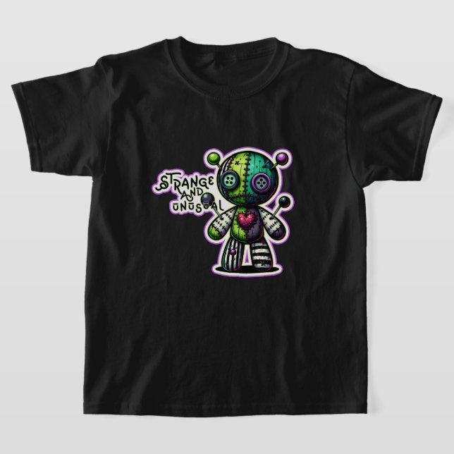 Camiseta Urso Vodu Coração Verde Roxo Estranho e Incomum (Postura )