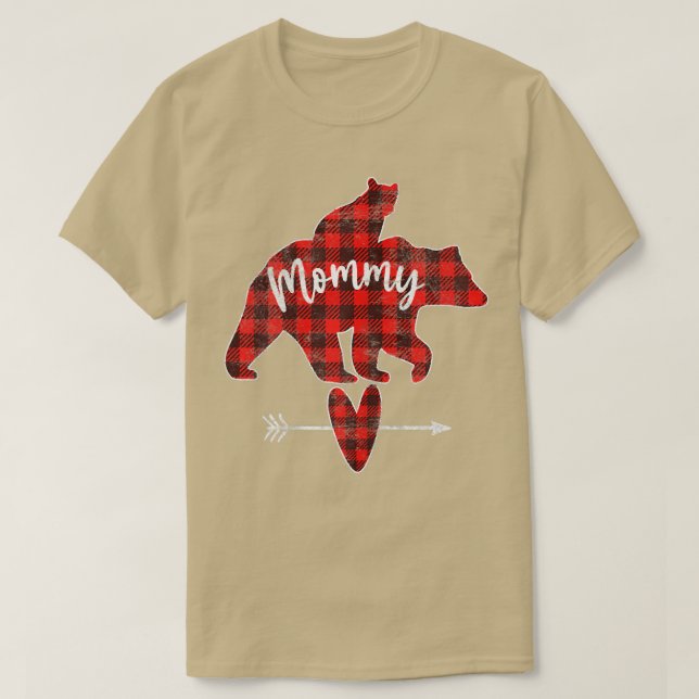 Camiseta Urso Xadrez Vermelho, Xadrez Vermelha Mãe (Frente do Design)