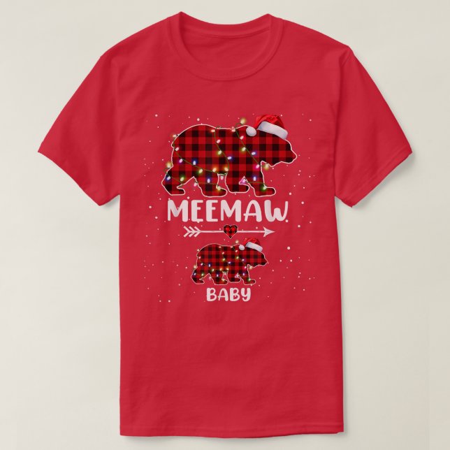 Camiseta Urso Xadrez Xmas Meemaw Bebê, Gravidez Polar Annan (Frente do Design)