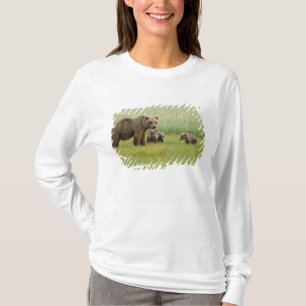 Camiseta Ursoaia Urso Marrom do Alasca e três filhotes, Urs