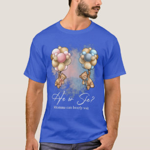 Camiseta Ursos Balões Mamãe Pode Ceder Esperar Revelação de