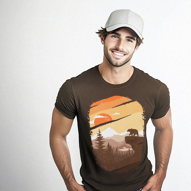 Camiseta Ursos - Castanho Gráfico (Bear Mountains Graphic Brown T-Shirt)