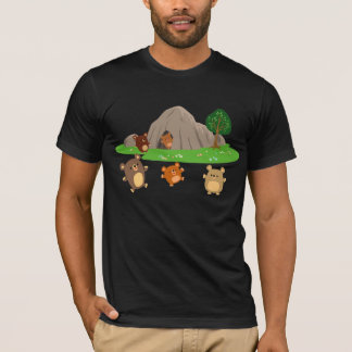 Camiseta Ursos de Cartoon Bonitos em Camisa-T Caverna