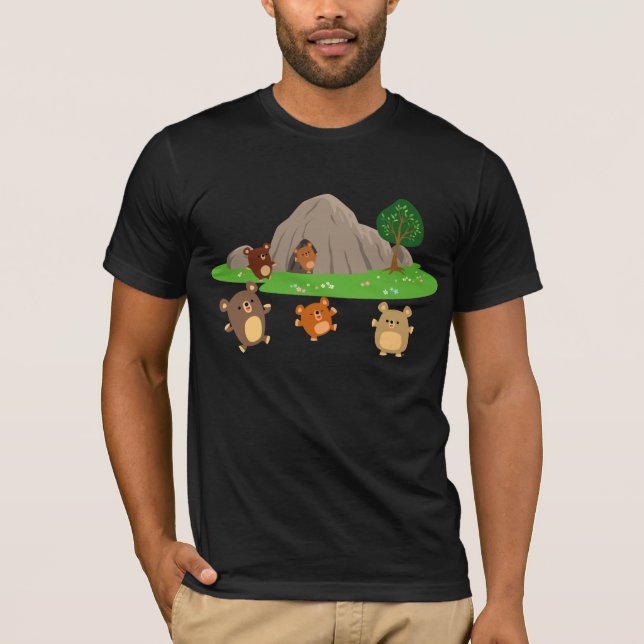 Camiseta Ursos de Cartoon Bonitos em Camisa-T Caverna (Frente)