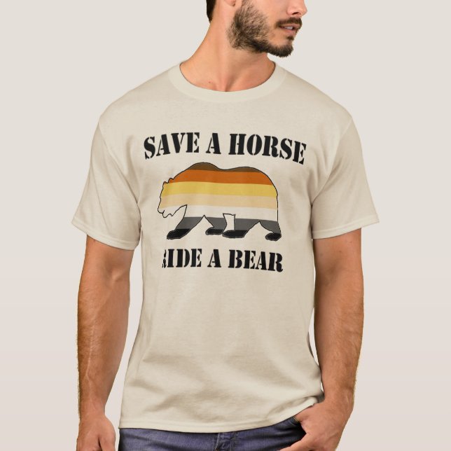 Camiseta Ursos de gay salvam uma barra de cavalo (Frente)