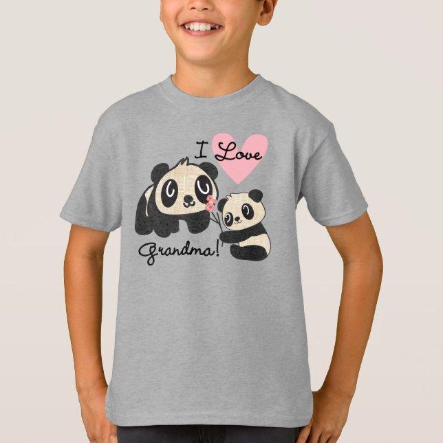 Camiseta Ursos de panda eu amo a avó (Frente)