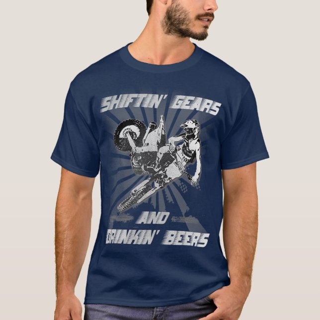 Camiseta Ursos de Shiftin e Bebidas Bebidas Bebidas Motocro (Frente)