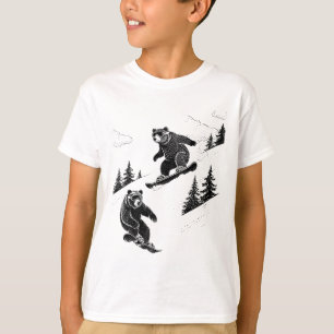 Camiseta Ursos de Snowboard, Esportes de Inverno Divertidos