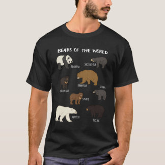 Camiseta Ursos Do Mundo Urso Grizzly Panda Polar Negro