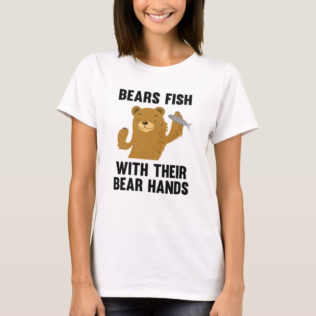 Camiseta Ursos Peixes Com As Mãos Do Urso (Frente)