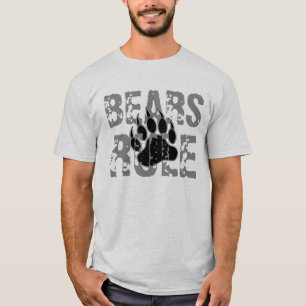 Camiseta Ursos Regem Preto e prata Pata de urso
