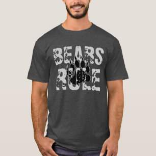 Camiseta Ursos Regem Preto e prata Pata de urso