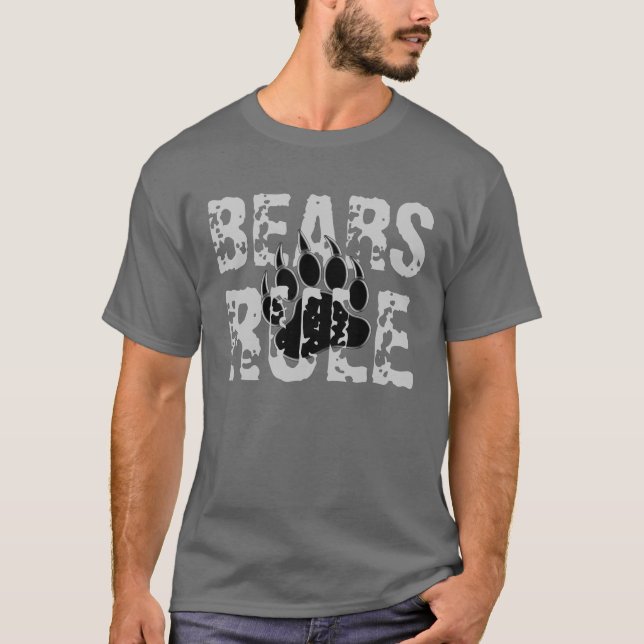 Camiseta Ursos Regem Preto e prata Pata de urso (Frente)