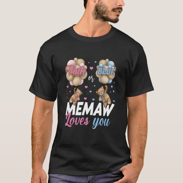 Camiseta Ursos Rosa Ou Blue Memaw Ama Sua Revelação De Gêne (Frente)