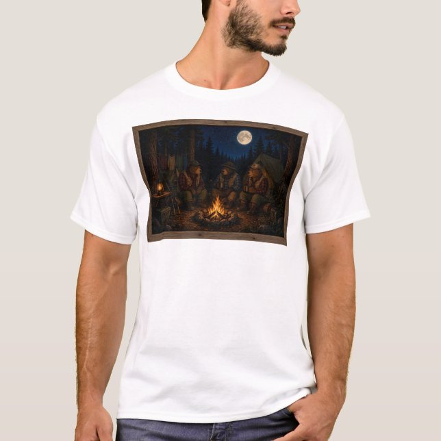 Camiseta Ursos Rústicos Acampando (Frente)