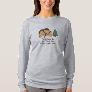 Camiseta Ursos São Fofos Mas Aventura de Caminhada Mortal P