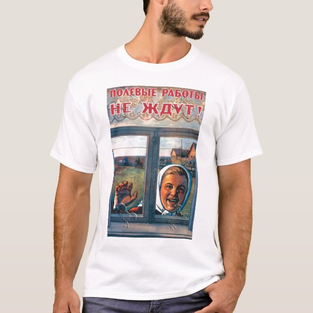 Camiseta URSS, russo, soviete, propaganda (Frente)