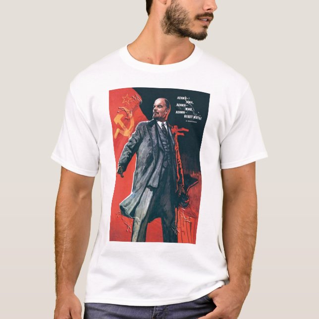Camiseta URSS, russo, soviete, propaganda, Lenin (Frente)
