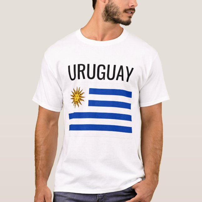Camiseta Uruguai // Bandeira Nacional do País Mundial (Frente)