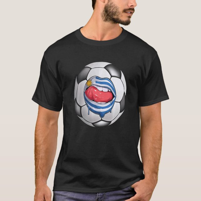 Camiseta Uruguai Soccer Fã uruguaio Bandeira do Uruguai (Frente)