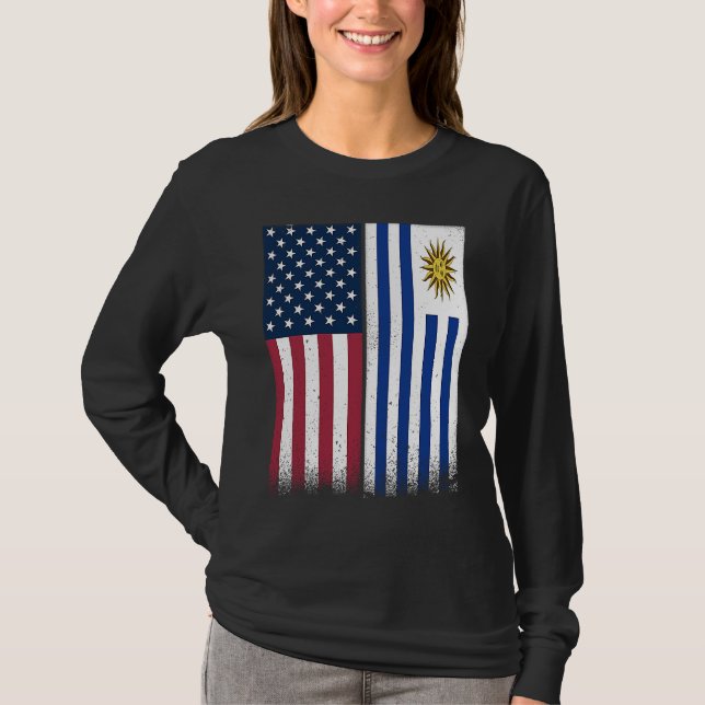 Camiseta Uruguayan Flag  USA And Uruguay Flags Proud Urugua (Frente)