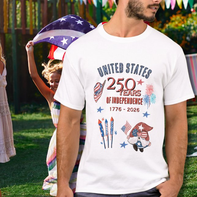 Camiseta US 250th Anniversary Gnome Classic Light T-Shirt  (USA 250th Anniversary Gnome Premium Black T-Shirt)