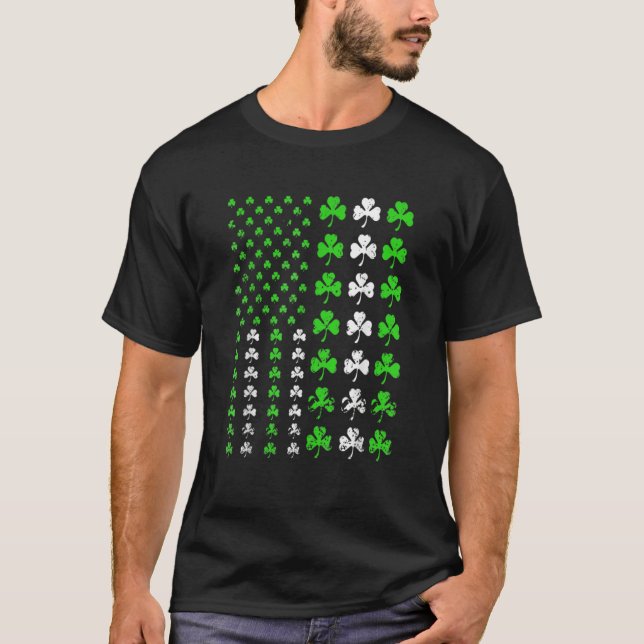 Camiseta US America Flag Shamrock Clover St Patricks Day Pa (Frente)