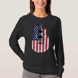 Camiseta US American Flag Guitar Musician Distressed Vintag