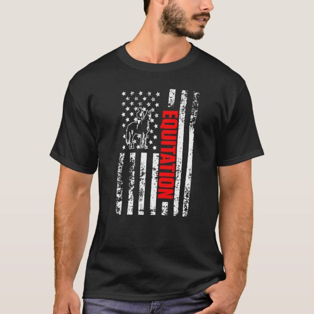 Camiseta US American Flag Horse Lover Sports Patriotic Equi (Frente)