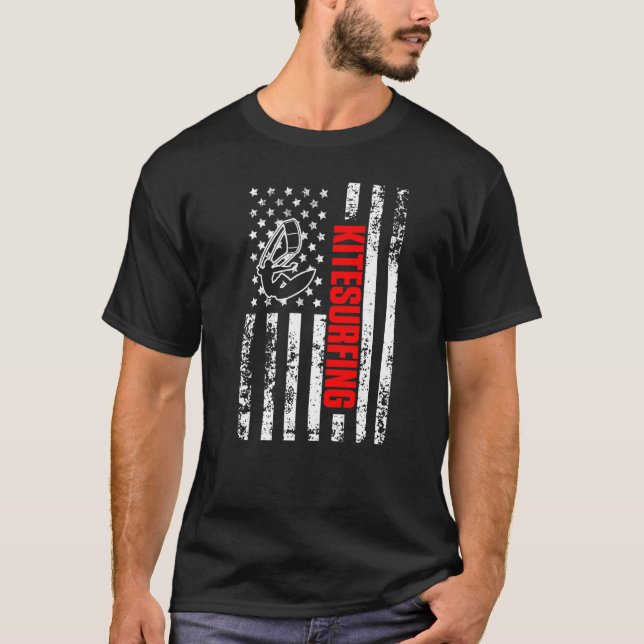 Camiseta US American Flag Kitesurfing Sports Patriotic Kite (Frente)