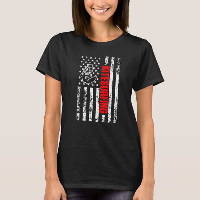Camiseta US American Flag Kitesurfing Sports Patriotic Kite (Frente)